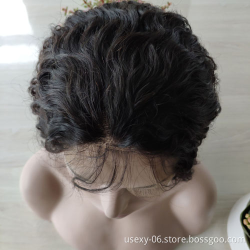 Usexy Lace Front Wigs Natural Water Wave Raw Cuticle Aligned Indian Human Hair Wig With Baby Hair